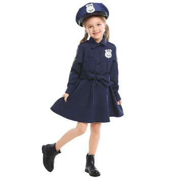 Vaikai Vaikas Mėlyna Policija Cosplay Kostiumas Uniforma Merginos Darbas Profesija Vaidmenų žaidimas Fantasia Vakarėlis Spektaklis Pasipuošti gimtadienio dovana