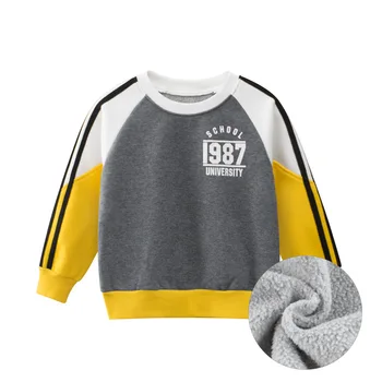 Vaikiški pliušiniai džemperiai 2023 Rudens žiemos megztinis Viršus berniukams Mergaitės Vilnoniai gobtuvai Laiškų spausdinimas Drabužiai ilgomis rankovėmis vaikams