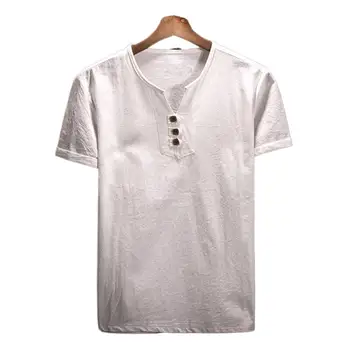 Vasariški vintažiniai laisvalaikio vyriški marškiniai didelio dydžio medvilniniai lininiai marškiniai plius dydžio drabužiai chemise homme manche courte camisa