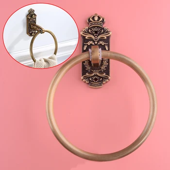 Vintažinis bronzos raižinys Antikvarinio stiliaus metalinis rankšluosčių žiedas Vonia Rankšluostis pakabinamas apvalus žiedų laikiklis Vonios kambario aksesuarai