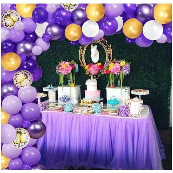 Violetinis auksinis balionas Girliandos arkos rinkinys Metaliniai violetinio aukso latekso balionai kūdikių dušui Vestuvių išleistuvės Gimtadienio dekoracijos