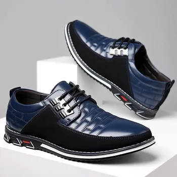Vyriški laisvalaikio batai Mados prekės ženklas Classic Casual Men Pu Odiniai batai Juodas karštas išpardavimas Kvėpuojantis verslas Suvarstomi vyriški batai Didelis dydis