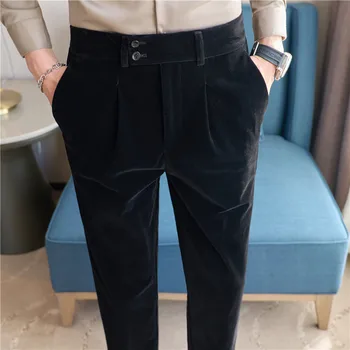 Vyriškos aukštos kokybės velvetinio kostiumo kelnės sutirštėja Laikykite šiltus pantalonus 