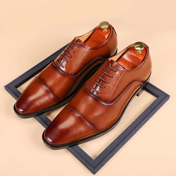 Vyrų klasikiniai britų verslo odiniai batai Vyriški retro Derbio batų suknelės biuras Butai Vyrų vestuvių vakarėlis Oksfordas ES dydis 37-48