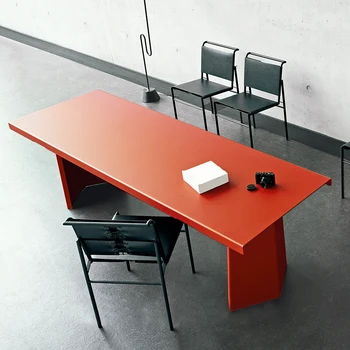 Wabi-sabi stiliaus kaustytas stalas metalinis modernus lengvas prabangus valgomojo stalas kūrybinis lakuotas stačiakampis