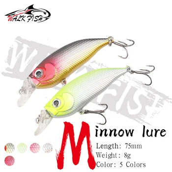 WALK FISH 75mm/8g Floating Minnow Fishing Accessories Lures Artificial Masals Trolling Carp Crankbaits Fishing Wobblers for Pike