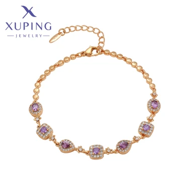 Xuping papuošalai karšta paprasta mada PCopper lydinio aukso spalva violetinė cirkono elegantiško stiliaus apyrankė moterims mergaitėms Dovanos X000772423