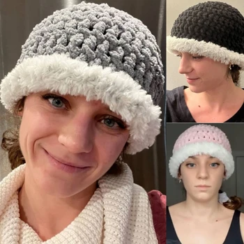 Y166 Beanie Hat Winter Casual Cap for Women Girl Crochet Skullies Hat Unisex
