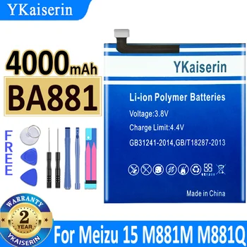 YKaiserin BA881 BA 881 4000mAh Nauja baterija Meizu 15 M881H/M881Q telefonui Aukštos kokybės baterija + sekimo numeris