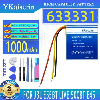 YKaiserin baterija 633331 (3 kalkės) (753030) 1000mah Skirta JBL MP3 MP4 DVD E55BT LIVE 500BT E45 DVR Vairavimo įrašymo įrenginys Pakeiskite Bateria
