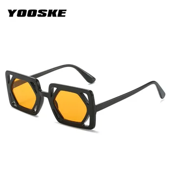 YOOSKE Vintažiniai akiniai nuo saulės Moterys Vyrai Mada Tuščiaviduriai akiniai nuo saulės Vyriškas prekės ženklas Dizaineris Juoda Geltona Akinių atspalviai UV400