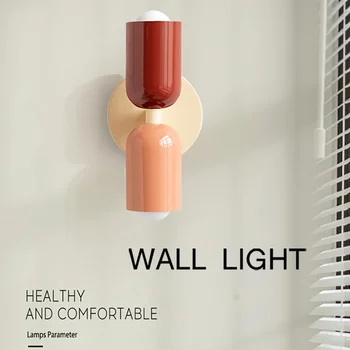 Šiaurės šalių dvigubų galvučių sieninis šviestuvas Modernus LED kremas Vėjo stiliaus sieninis šviestuvas gyvenamajai nakvyneiRoom studijų koridorius Kūrybinis sconce šviestuvas