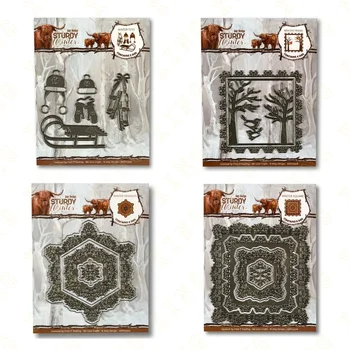 Žiemos aikštė Naujas metalo pjovimo štampas Iškarpų knyga Dienoraščio dekoravimas Trafareto įspaudimo šablonas 
